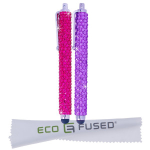 ECO-FUSED  Eco-Fused Universal Bling Stylus Pens - Two Long Gem Covered Stylus Pens Compatible with All Capac