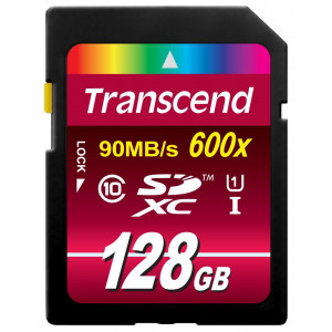 Transcend 128GB SDXC Class 10 UHS-1 Flash Memory Card Up to 90MB/s (TS128GSDXC10U1)