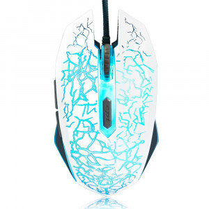 VersionTech White 2400 DPI Wired USB Optical Laser Comupter PC Laptop Mouse Mice 6 Programmable Buttons with 7 Color auto-changing shade LED Gaming Gamer Ergonomic Mouse - White Color