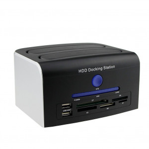 Awolf USB 2.0 Multi-function 2.5" 3.5" SATA IDE HDD Docking Station Enclosure Dual Bay Hard Disk Drive Dock Esata USB Hub