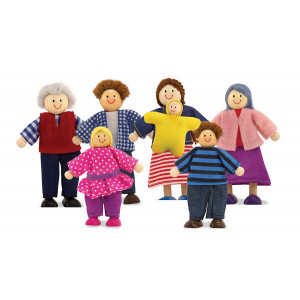 Melissa & Doug Melissa and Doug 7-Piece Poseable Wooden Doll Family for Dollhouse (2-4 inches each)