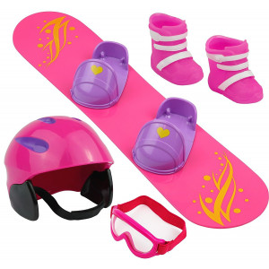 Click n' Play Doll Snowboard Set and Accessories. Perfect For 18 inch American Girl Dolls