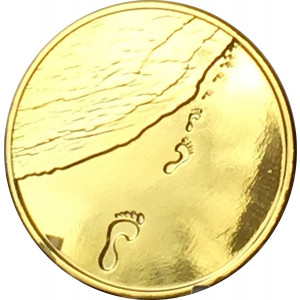 RecoveryChip Footprints In The Sand Gold Tone Medallion Chip Pocket Token Foot Prints