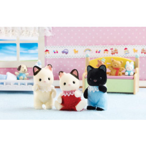 Calico Critters Tuxedo Cat Triplets