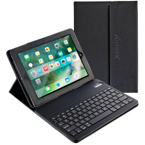 iPad Keyboard + Leather Case, Alpatronix KX100 Bluetooth iPad Keyboard Case with Removable Wireless Keyboard, Folio Protection and Built-in Tablet Stand for iPad 4, 3, 2, 1 [iOS 10+ Support] - (Black)