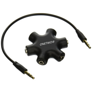 OneTwo Multi Headphone Splitter,3.5mm Headset Earphone Jack Audio Adapter adapter Converter Connector 1 Male to 2 3 4 5 Female Cable(black)