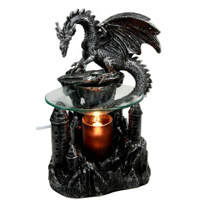 Atlantic Collectibles Smaug Castle Guardian Dragon Electric Oil Burner Tart Warmer Aroma Scent Statue 9.5"  Tall Figurine