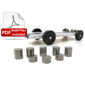 3.25 oz - Tungsten Pinewood Derby Car Weight Kit + BONUS PDF PLANS Showing Optimum Car Design and Weight Placement, Bring Your Car to the 5 oz Limit and Gain the Winning Edge!