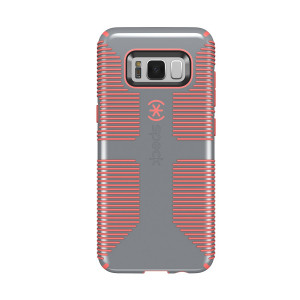 Speck Products CandyShell Grip Cell Phone Case for Samsung Galaxy S8 - Nickel Grey/Warning Orange