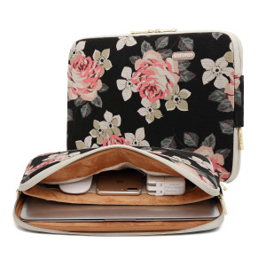 KAYOND Rose Pattern 13 inch Canvas laptop sleeve with pocket 13 inch 13.3 inch laptop case macbook air 13 case macbook pro 13 sleeve