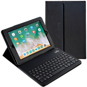 iPad Pro 10.5 Keyboard + Leather Case, Alpatronix KX150 10.5"  Bluetooth iPad Keyboard Folio Smart Case w/ Removable Wireless Keyboard Cover and Built-in Tablet Stand for 2017 iPad Pro 10.5-inch - Black