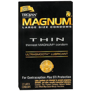 Trojan Magnum Lubricated Latex Condoms, Thin Large