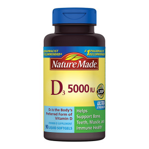Nature Made Vitamin D3 5000 IU Dietary Supplement Liquid Softgels
