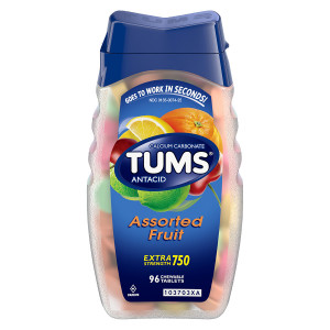 Tums Extra Strength 750 Antacid/Calcium Supplement Chewable Tablets Assorted Fruit