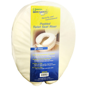 Essential Medical Bath Safety Padded Toilet Seat Riser 2 inch Thick
