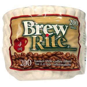 Brew Rite NA 4 Cup Coffee Basket Disposable Filters 200 ct