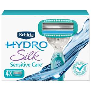 Schick Hydro Silk Sensitive Skin Shower Ready Moisturizing Razor Blade Refills for Women with ALL NEW Shower Hanger - 4 Count