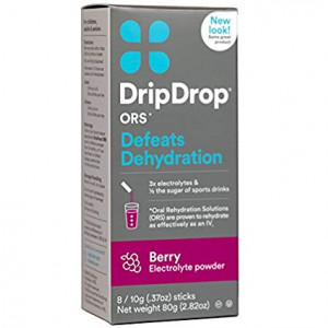 DripDrop ORS Electrolyte Hydration Powder Sticks, Berry, Individual 10g Sticks, 8 Count