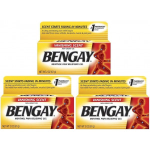 Bengay Menthol Pain Relieving Gel, Vanishing Scent, 2 Ounce (Pack of 3)