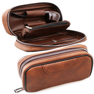 Scotte Leather tobacco Smoking Wood pipe pouch case/bag for 2 tobacco pipe and other accessories(Does not include pipes and accessories)