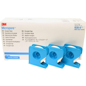 3m Micropore Surgical Tape 1/2" x 10 Yards with Dispenser (Pack of 3)
