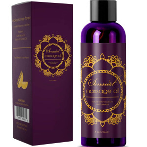 Sensual Massage Oil with Relaxing Lavender, Almond Oil and Jojoba for Men and Women  100% Natural Hypoallergenic Skin Therapy with No Artificial or Added Ingredients - USA Made by Honeydew