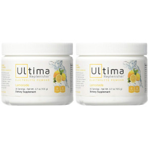 Ultima Replenisher Electrolyte Powder 30 Serving Canister, Lemonade, 3.7 Ounce (2-Pack)