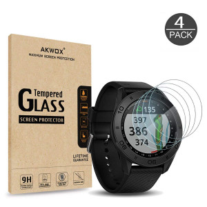 (Pack of 4) Tempered Glass Screen Protector for Garmin Approach S60, Akwox [0.3mm 2.5D High Definition 9H] Premium Clear Screen Protective Film for Garmin Approach S60