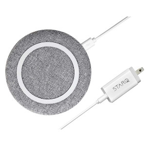 chargeONE | The Modern Fast Wireless Charger by Starq | Fabric Design |Compatible with iPhone X, 8, 8Plus, Samsung S9, and All Qi Enabled Devices. Includes QC 3.0 18W Quick Charger (Gray Stone)