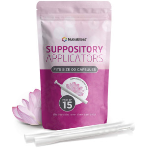 NutraBlast Disposable Vaginal Suppository Applicators (15-Pack) | Fits Most Brands, Pills, Tablets and Boric Acid Suppositories | Individually Wrapped