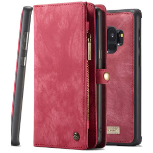 Galaxy S9 Wallet Phone Detachable Case XRPow Samsung S9 Multi-Functional Folio Flip Vegan Leather Wallet Removable Magnetic Back Cover 11 Card Slots and 3 Cash Pocket Shock Protection Cover RED