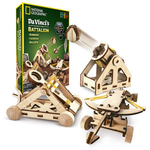 NATIONAL GEOGRAPHIC - Da Vinci's DIY Science and Engineering Construction Kit  Build Three Functioning Wooden Models: Catapult, Bombard and Ballista