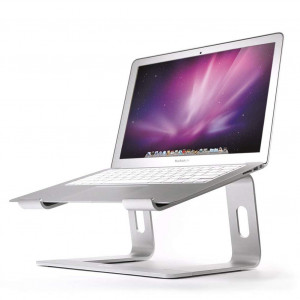 Soundance Laptop Stand for Desk Compatible with Mac MacBook Pro/Air and All Apple Notebooks, Ergonomic Holder Compact Riser Portable Design for 10 to 15.6 inch PC Desktop Computer, Aluminum Silver LS1
