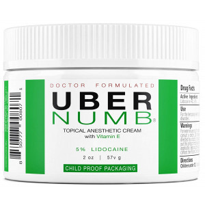 Uber Numb (2 oz) 5% Lidocaine Pain Relief Cream, Lidocaine Ointment, Numbing Cream-Child Resistant Cap