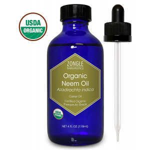 Zongle USDA Certified Organic Neem Oil, Unrefined Virgin, Cold Pressed, Azadirachta Indica, 4 oz