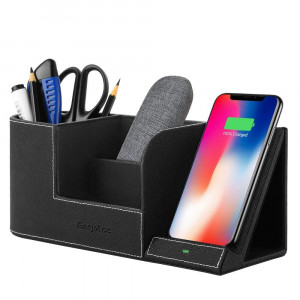EasyAcc Wireless Charger with Desk Organizer Wireless Charging Station for iPhone X 8 Plus and Samsung S7 Edge S8 Plus S9 Plus Note 8 and More, Storage Caddy Pen Pad Holder