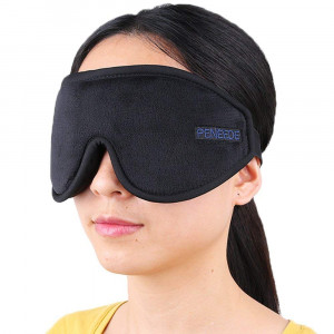 PeNeede 100% Blackout 3D Sleeping Eye Mask Contoured, Soft Memory Foam Molded Night Sleep Mask Eye Cover for Women/Men, Adjustable Comfort Blindfold Eye Shades for Nap/Migraine/Camping/Travel (Black)
