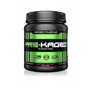 KAGED MUSCLE, PRE-KAGED Pre Workout Powder, Berry Blast, L-Citrulline + Creatine HCL, Boost Energy, Focus, Workout Intensity, Pre-Workout, Berry Blast, 604 Grams