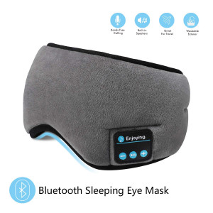 Bluetooth Sleeping Eye Mask Headphones,SKYEOL 4.2 Wireless Bluetooth Headphones AdjustableandWashable Music Travel Sleeping Headset with Built-in Speakers Microphone Hands-Free for Sleeping (Grey)