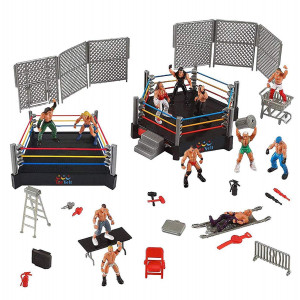 Ultimate 32-Piece Wrestling Playset for Kids | WWE Wrestler Warriors Toys with Ring and Realistic Accessories | Fun Miniature Fighting Action Figures | Includes 2 Rings | Idea