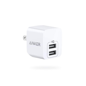 Anker PowerPort Mini Dual Port Wall Charger, Super Compact USB Charger, 2.4A Output and Foldable Plug for iPhone Xs/XS Max/XR/X/8/7/6/Plus, iPad Pro/Air 2/Mini 4, Samsung, and More