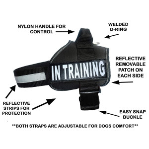 Service Dog Harness Vest Cool Comfort Nylon for Dogs Small Medium Large Girth, Purchase Comes with 2 in Training Reflective Patches. Please Measure Dog Before Ordering