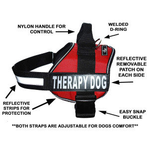 Therapy Dog Harness Service Working Vest Jacket,Purchase comes with 2 THERAPY DOG reflective removable patches. Please measure dog before ordering.