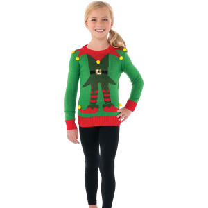 Rubie's Costume Green Elf Ugly Christmas Sweater Costume, One Color, Large