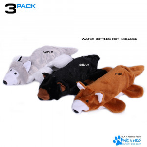 Max and Neo Fox, Bear and Wolf Water Bottle Dog Toys - 3 Pack - We Donate a Toy to a Dog Rescue for Every Toy Sold