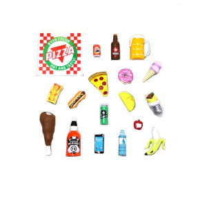 Super Action Stuff 18 Piece Super Foodie Action Figure Accessories 1:12 and Six inch scale compatible miniature plastic Food Accessories that fit most 5 to 7 inch action figures for hilarious photos