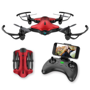 Drone for Kids, Spacekey FPV Wi-Fi Drone with Camera 720P HD, Real-time Video Feed, Great Drone for Beginners, Quadcopter Drone with Altitude Hold, One-Key Take-Off, Landing Foldable Arms (Red)