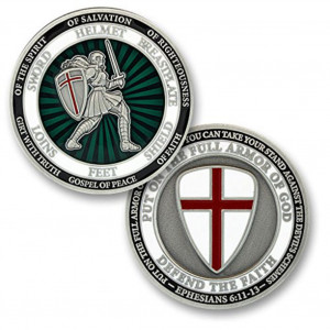 Female Put On The Full Armor Of God Defend The Faith Challenge Coin