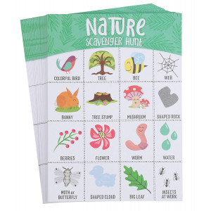 Scavenger Hunt Game - 50-Pack Nature Scavenger Hunt Set for Kids, Childrens Outdoor Game Cards, Spot up to 16 Items, Birthday Party Favors, Classroom Trips, Family Activity
