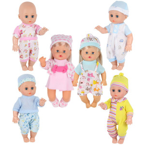 Young Buds 6pcs for 9-10-11 Inch Alive Baby Doll Clothes Dress Reborn Newborn Baby Doll Accessories Gown Costumes Outfits Xmas Gift-wrap